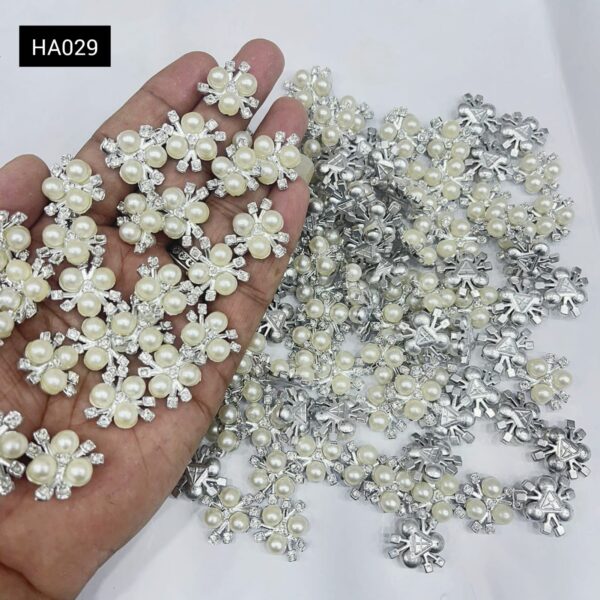 HA029 SILVER PEARL FLOWER(10 PCS PACK)